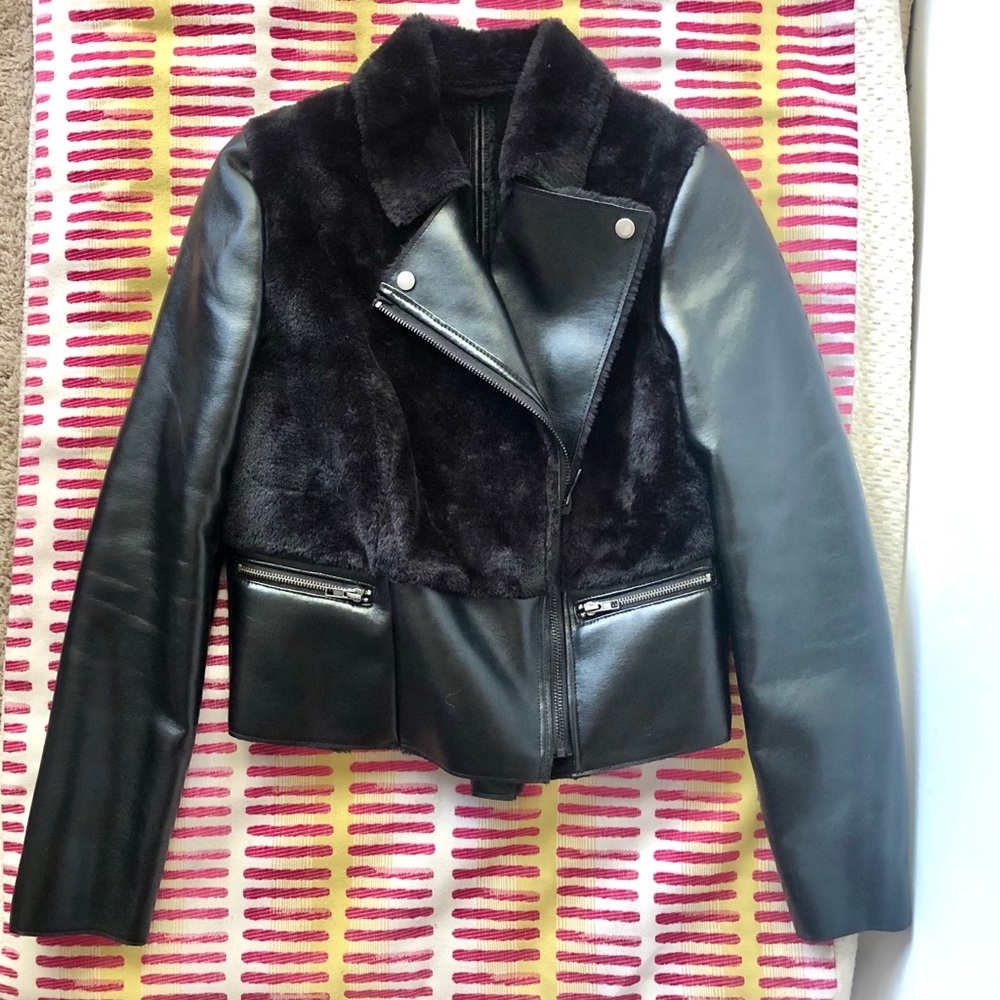 Faux Leather and Fur Biker Jacket